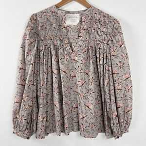 ACACIA Women M Tally Cotton Top Lily Floral Flowy Boho Resort Smokey Purple Pink